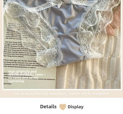 French Lace Underwear Pure Cotton Crotch Satin Sexy Triangle Panties Women's Innerwear Comfortable Breathable Ladies Briefs luvshop24