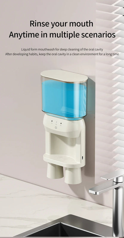 1Pcs Mouthwash Container, Automatic Sensor Mouthwash Machine, No Punching Smart Oral Cleaning, Wall-Mounted Mouthwash Rack, USB Charging with 2 Mouthwash Cups luvshop24