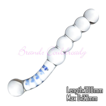 Pyrex Glass Dildo 195x33mm Fake Penis Crystal Anal Beads Butt Plug Prostate Massager G Spot Female Masturbation Toys luvshop24