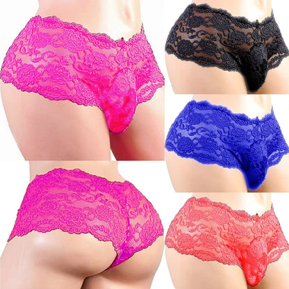 Men's Underwear Sexy Lingerie Sexy Panties Plus Siz Lace Sissy Male Breathable Jockstrap Briefs G-String Thongs Porno Underpants luvshop24