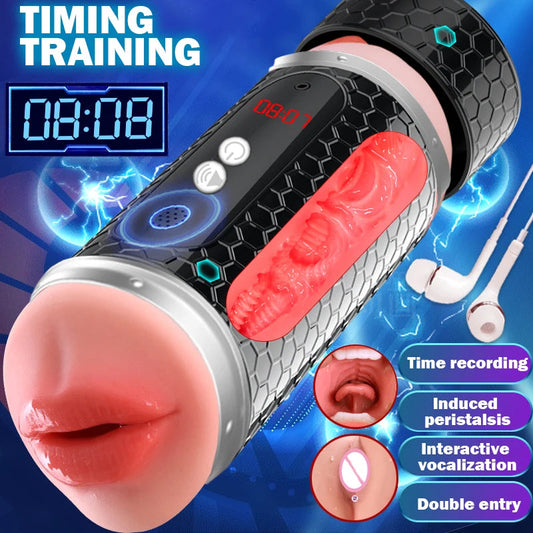 Automatic Male Masturbator Cup Soft Tight Pussy Blowjob Realistic Vaginal and Mouth Mold Vibrating Sucking Wriggle Men Sex Toys luvshop24