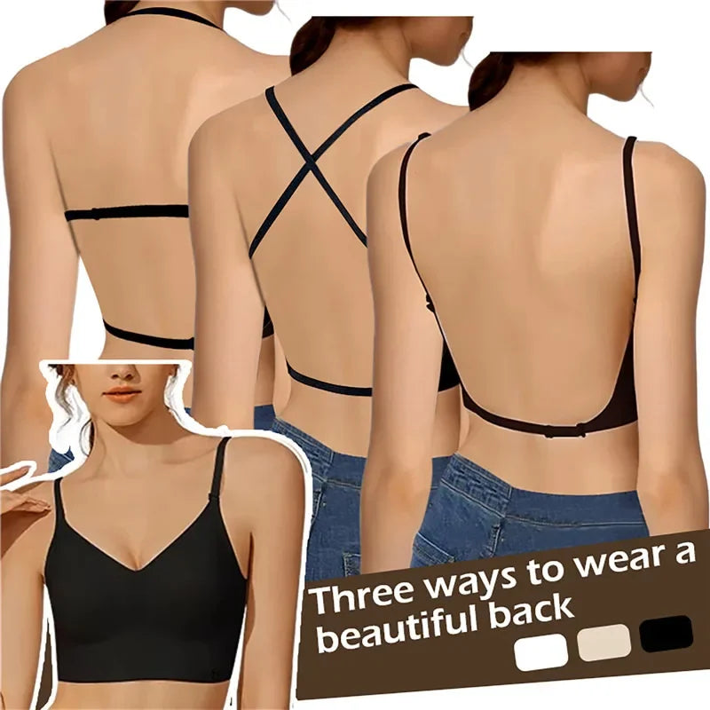 2024 Invisible Push Up Bra Backless Sexy Women Bras Low Cut Plunge Brassiere Open Back Wedding Underwear Seamless Lingerie luvshop24