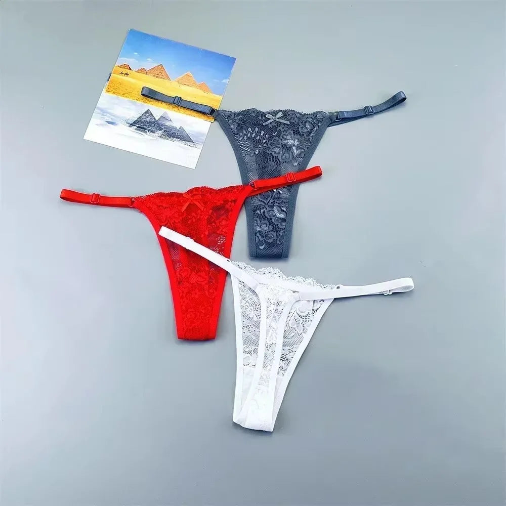 3Pcs Sexy Thongs Underwear for Women Perspective Lace G-String Panties Low Waist Plus Size Hot Wife Gift luvshop24