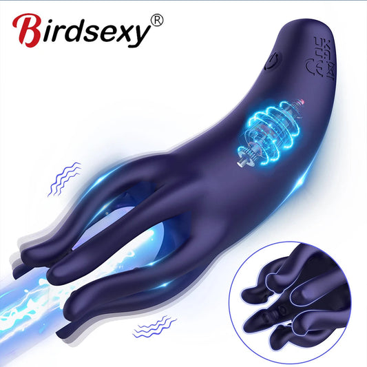 Glans Trainer for Men Powerful Vibrating Penis G Spot Masturbator Soft Fingertip Prolong Endurance Massage Vibrator Erotic Toys luvshop24