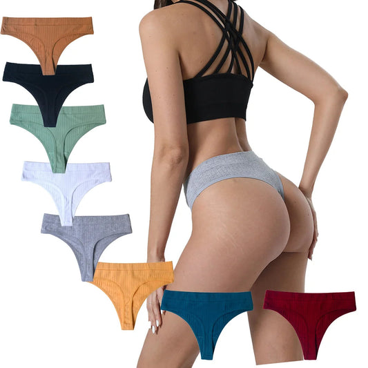 3pcs Cotton Women's Thong Panties Breathable Low Waist Seamless Underwear Sexy Female Lady Comfortable Solid Color G-String luvshop24