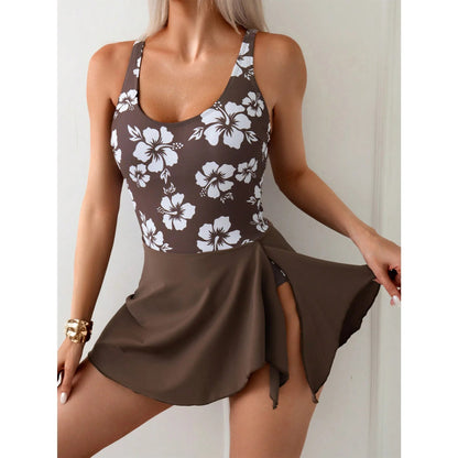 2025 New Women's Printed One-Piece Dress-Style Swimsuit - Flattering Slimming Tummy Control Swimwear for Beach luvshop24
