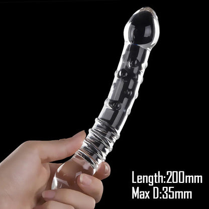 Pyrex Glass Dildo 195x33mm Fake Penis Crystal Anal Beads Butt Plug Prostate Massager G Spot Female Masturbation Toys luvshop24