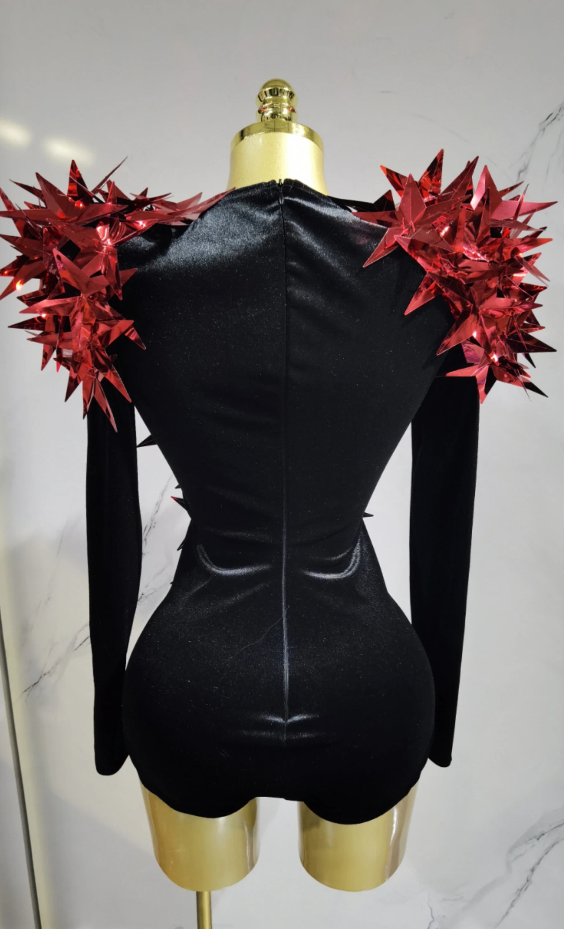 2025 New Shiny Black Rhinestone Velvet Long Sleeve Bodysuit Women Evening Party Club Gala Hosts NightClub Bar Stage Costumes luvshop24