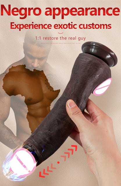 10.6in Long Realistic dildo Black vibrator penis telescopic Swing Heating silicone dildo remote control Dildo Vibrator for wome luvshop24