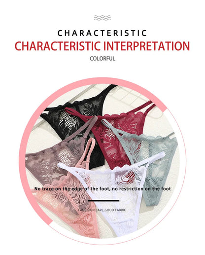 3Pcs Lace Thong For Women Low Rise Soft Intimates Lingerie Sexy Panties 6 Solid Color Ladies Comfortable Underpants Girls Panty luvshop24