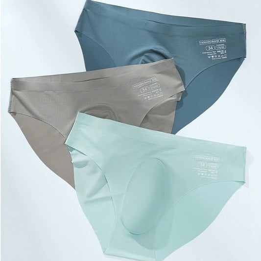 Men's Ice Silk Seamless Briefs Summer New Ultra-thin Transparent Sexy Quick-drying Trendy Breathable Underwear Panties luvshop24