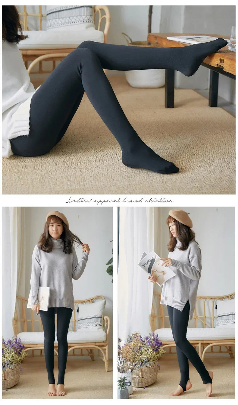 Women's Fleece Tights Warm Insulated Pantyhose Skin Effect Translucent Stockings Sexy Women's Underwear High Elastic Leggings luvshop24
