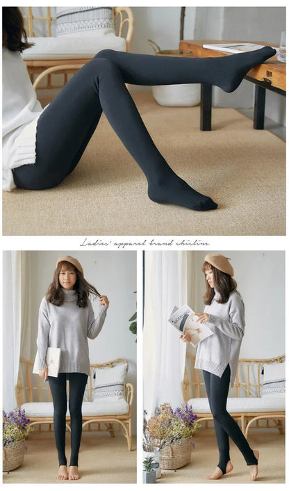 Women's Fleece Tights Warm Insulated Pantyhose Skin Effect Translucent Stockings Sexy Women's Underwear High Elastic Leggings luvshop24
