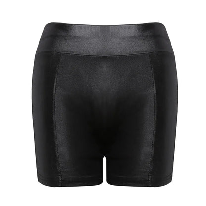 2024 Sexy Womens Shorts Shiny Elastic High Waist Shiny Faux PU Leather Short Pants Slim Hot Dance Clubwear Mini Shorts luvshop24