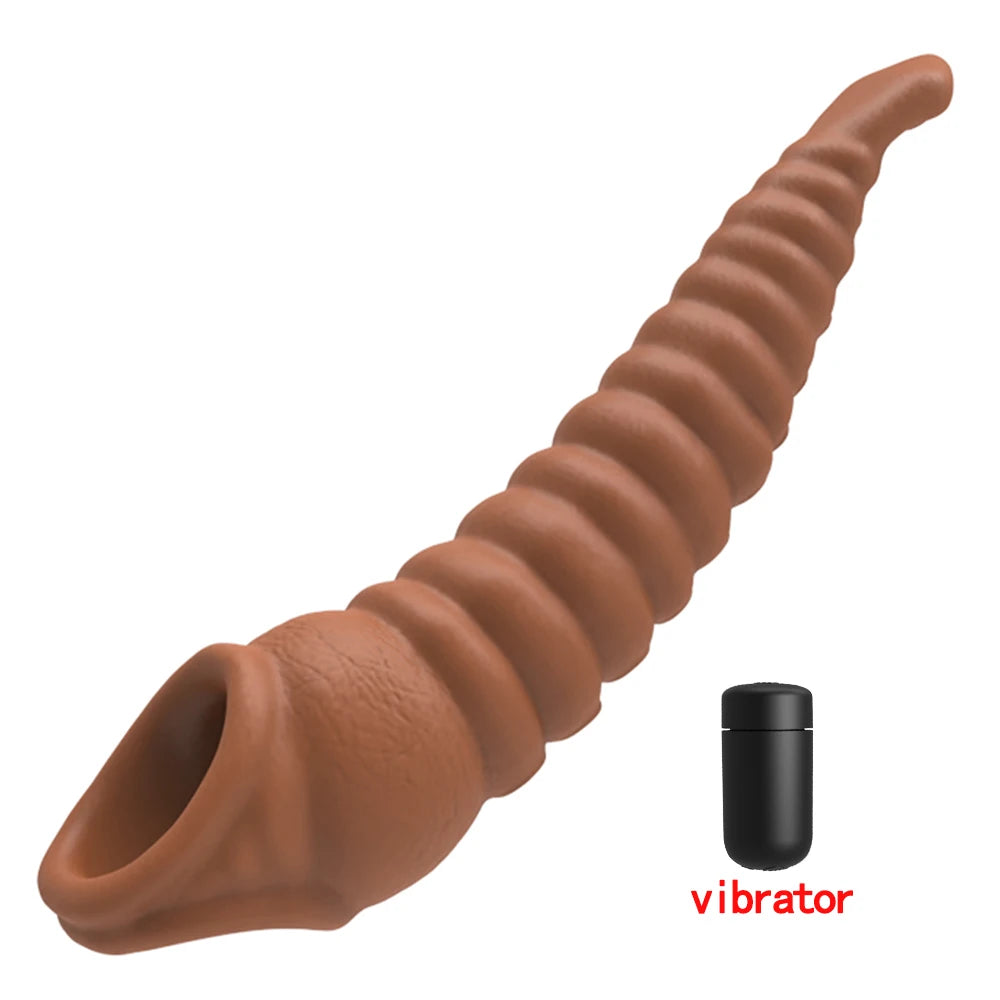 HESEKS Vibrating Penis Sleeve Vibrator for Men Couple Penis Extender Cover Reusable Special Condom Cock Erotic Toys for Men luvshop24
