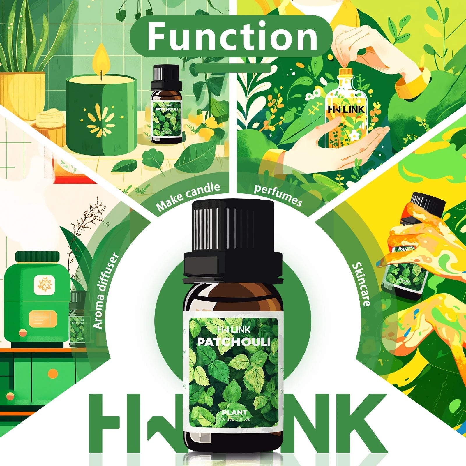 10ml Patchouli Essential Oils Massage Oil Skincare 100% Pure Natural for Hair Care, Home Diffusers, Skin, Aromatherapy, Perfumes luvshop24
