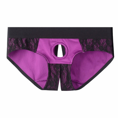 Men Erotic Panties Patchwork Penis Hole Underwear Open Buttocks Crotch Underpants Sexy Gay Lace Briefs Strap on Harness Lingerie luvshop24