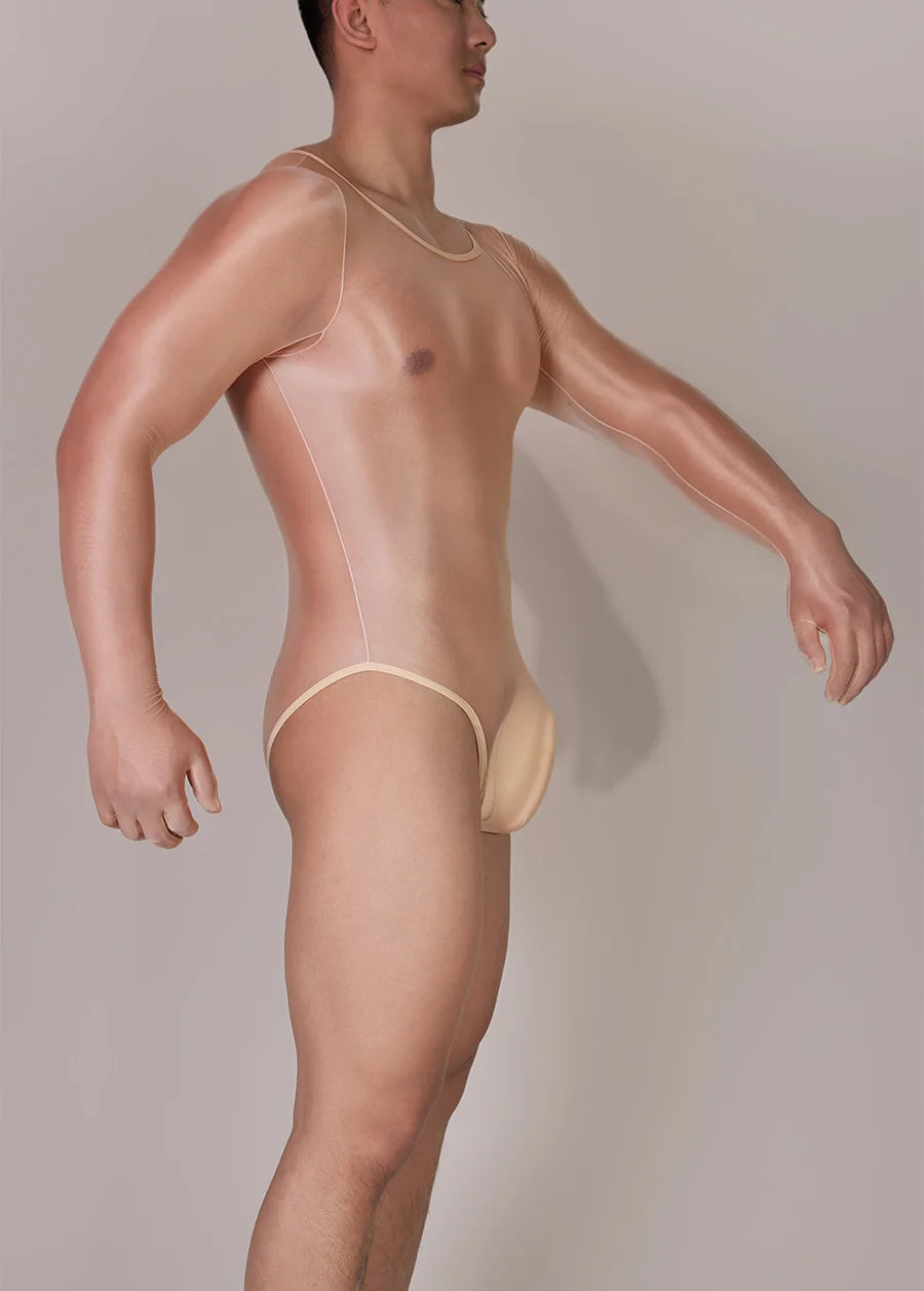 Hot Sexy Oil Shiny Bodysuit for Men Body Stockings Sheer See Through Five Fingers Glove Leotard Male Erotic Lingerie Sex Clothes luvshop24