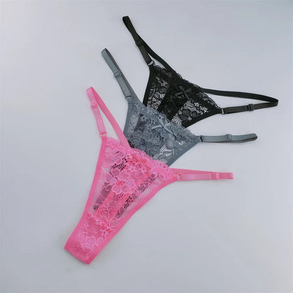 3Pcs/Set New Lace G-string Women's Sexy Underwear Low Waist Breathable Briefs Ladies Intimates Soft Thong Lingerie Fast Shipping luvshop24