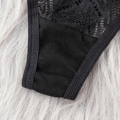 3PCS Low Waist Sexy Lace Panties Hollow Out G-Strings Female Solid Color Thongs Underwear Women Sexy Underpants Intimates luvshop24