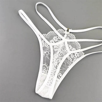 3 Pcs Lace Thin Strap Thong Women Low Waist Sexy Perspective Underwear Ladies Transparent G-string Panty Plus Size T-back luvshop24