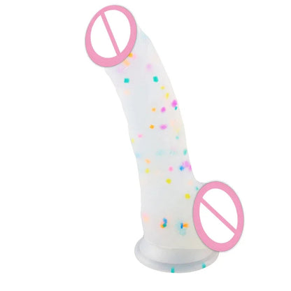 Confetti Dildo Realistic Clear Silicone Dildo, with Strong Suction Cup for Hands-Free Play, Realistic Penis for Women and Couple luvshop24
