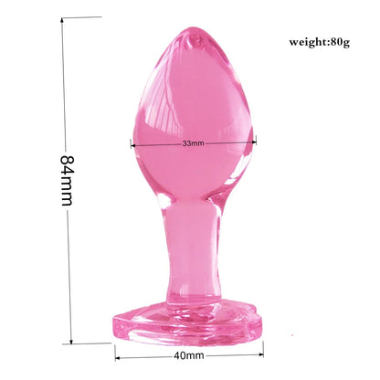 Heart Gem Anal Plug Exquisite Pink Crystal Glass Adult Masturbation Products Prostate Massager Erotic Toys For Couple Lesbian luvshop24