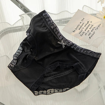 L-XL Women's Underwear Panty Sexy Lace Panties Girls' Fashion Ice Silk Briefs Middle Waist Seamless Underpants Female Lingerie luvshop24
