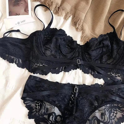 Logirlve Sexy Tоy For Women Bra Set Lingerie Push Up Brassiere Lace Embroidery Underwear Set Ultra-thin Cup Female Lingerie luvshop24