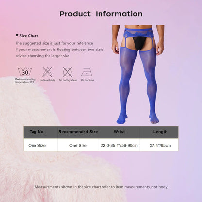 Mens Sexy Cutout Crotchless Pantyhose Floral Lace Exotic Socks Leggings One-Piece Garter Stockings Gay Male Sissy Underwear luvshop24