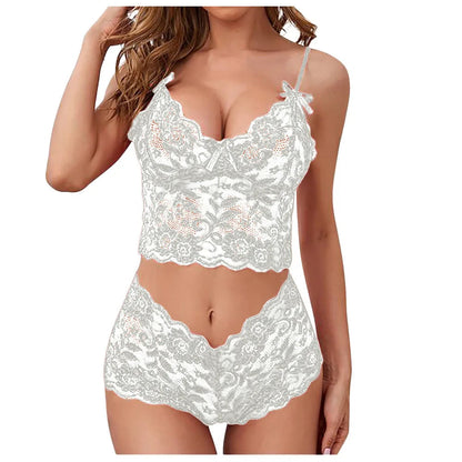 1pcs Women Lace Bras Sets Female Non-padded Bra Panty Set Summer Bow Suspender Underwear Briefs Lady Sexy Lingerie Panties M L luvshop24
