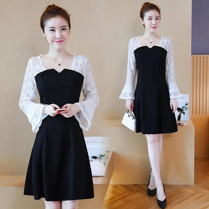 Lace Female Dress Loose Chic and Elegant Pretty One-piece Spring Autumn 2025 Kpop Sensual Sexy Women's Long Sleeve Dresses Midi luvshop24
