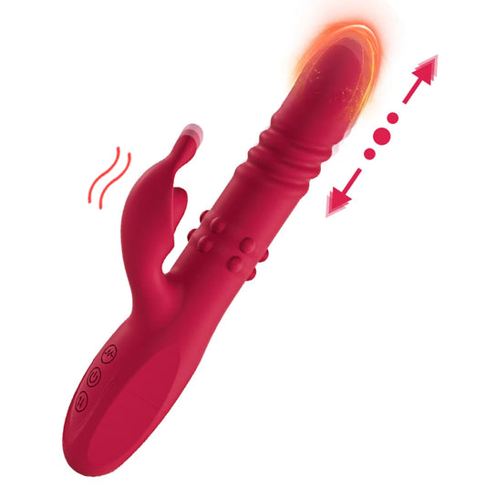 Telescopic Rabbit Vibrator Rotating Massage Vaginal Clitoris Vibration Stimulator G-spot Orgasm Masturbator Adult Couple Toys luvshop24