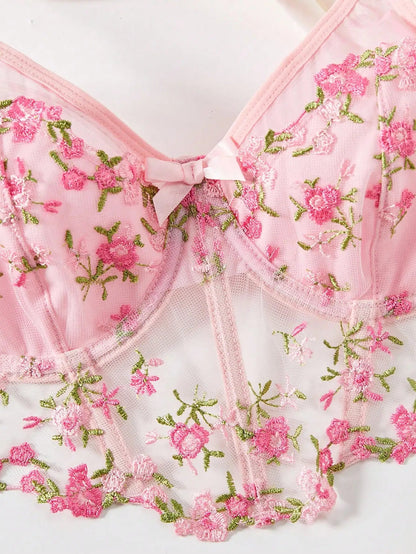 2025 Lace Sexy Erotic Floral Embroidery Lingerie Set Women Boho Sensual Erotic Sexy 2-Piece Bra + Panty Underwear Set luvshop24
