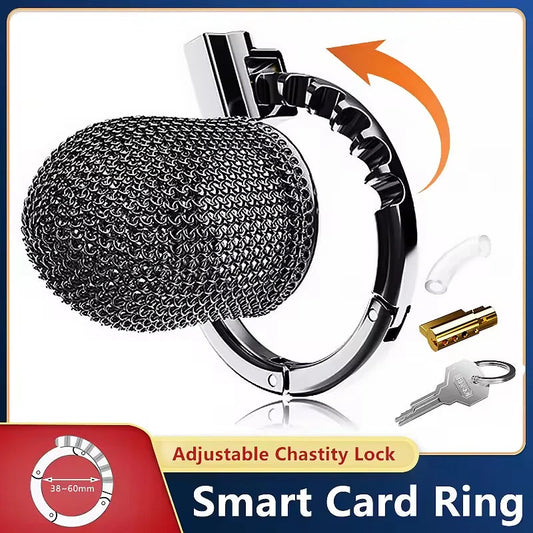Male Metal Mesh Chastity Cage Sexy Adult Man Chastity Device Cock Cage Adjustable Penis Ring Chastity Lock BDSM Sex Toys For Men luvshop24