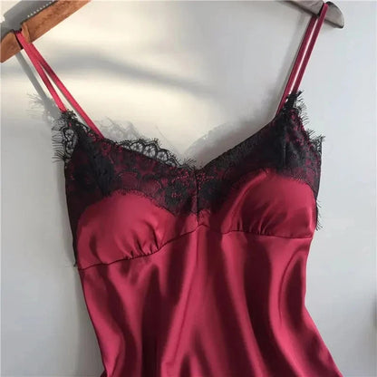 Women Pajama Suit Fashion V-Neck Stretch Satin Babydoll Lace Sexy Lingerie Bowknot Pyjamas Sleep Shorts Set Sleepwear New luvshop24