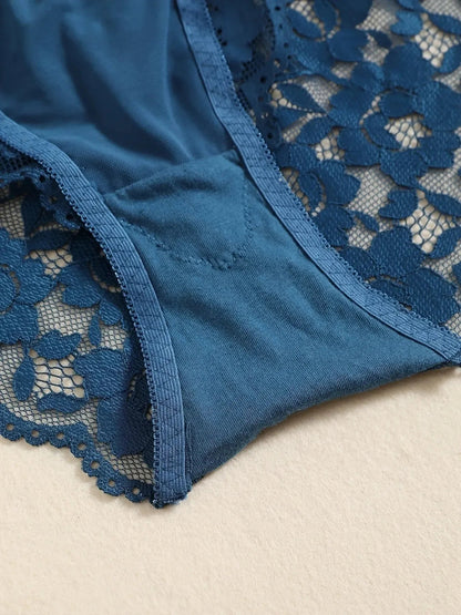 1 Set Elegant Erotic Lace Embroidery Breathable Fabric Lingeries : Push-Up Bra, Low Waist Sheer Panty - Ultimate Valentine's Day luvshop24