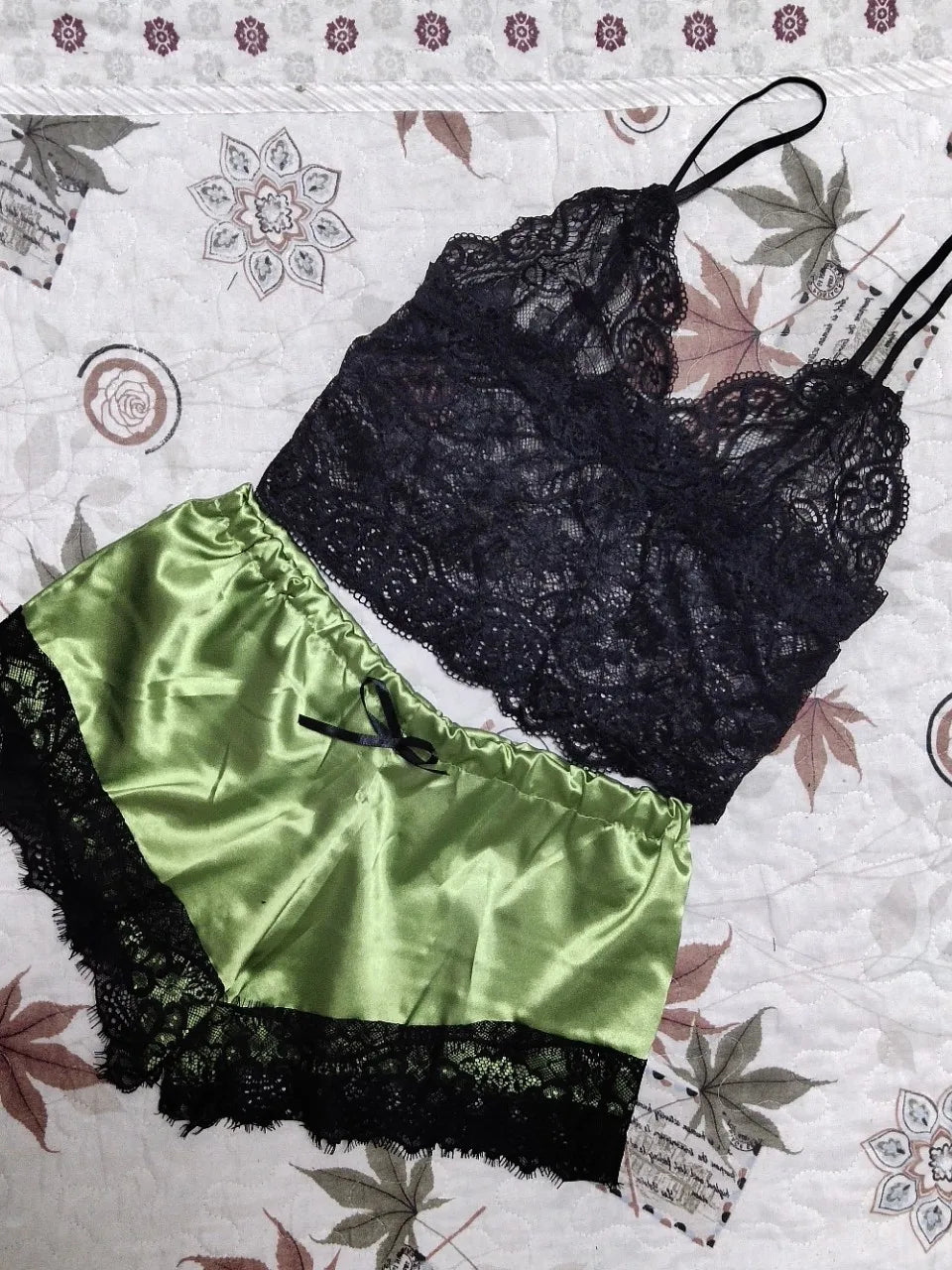 Lace Sleepwear Set for Women Sexy Transparent Sleeveless Tops Silk Shorts Pajamas Nightwear S-3XL Female Lingerie Sleep Wears luvshop24