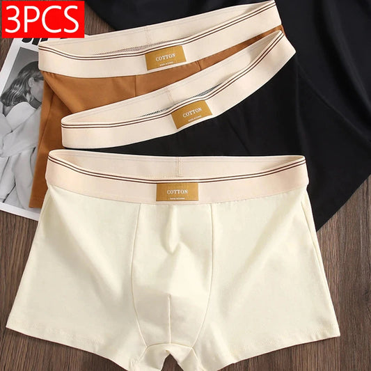 3pcs Men Underwear Cotton BoxerShorts Hombre Panties Man Breathable Underpants Sexy Sports Comfort Male Boxers  Size L-4XL luvshop24