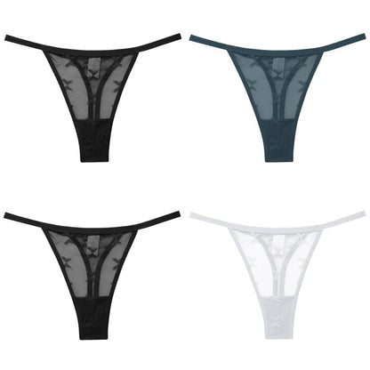 4Pcs Lace Bikini Panties Women Sexy Thongs Lace G-string Underpants S-XL Ladies Comfortable T-Back Underwear Sexy Lingerie 2022 luvshop24