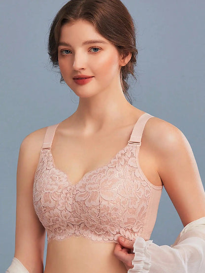 French lace lingerie for women slim fit gathered and gathered paired with anti sagging bra adjustable without steel ring bra luvshop24