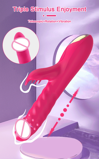 Rabbit Vibrator For Women Powerful G Spot Telescopic Rotating Clitoris Vagina Stimulator Female Masturbator For Adult Sexy Toys luvshop24