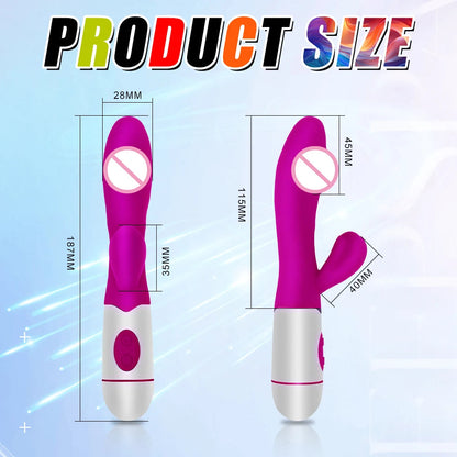 Rechargeable Dildo Rabbit Vibrator Dual Vibration G Spot Vagina Massager AV Stick Clitoris Sex Toys for Women Female Masturbator luvshop24