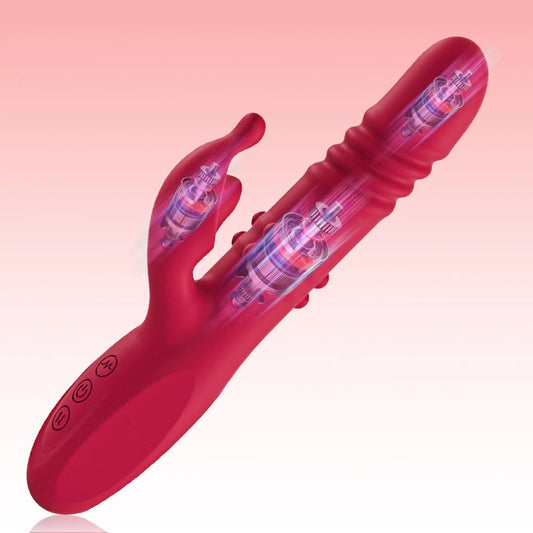 Telescopic Rabbit Vibrator for Women Powerful G Spot Rotating Massage Vaginal Clitoris Stimulator Female for Adult Sexy Toys luvshop24