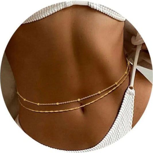 2Pcs 18K Gold Plated Waist Chains for Women Layered Belly Chains Pearl Beaded Chains for Waist Sexy Bikini Summer Beach Jewelry luvshop24