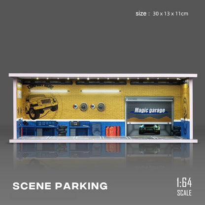 1/64 Garage scene Model Scene with Light Version Simulation Model Scene Decoration Collect (Excluding dolls and car models) luvshop24