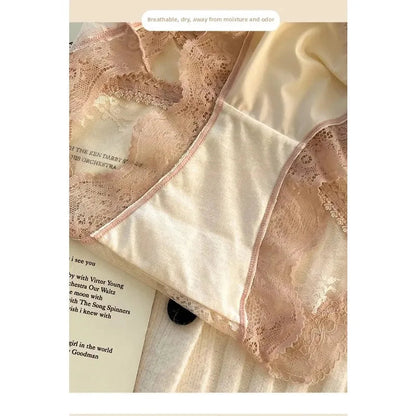 French Lace Underwear Pure Cotton Crotch Satin Sexy Triangle Panties Women's Innerwear Comfortable Breathable Ladies Briefs luvshop24