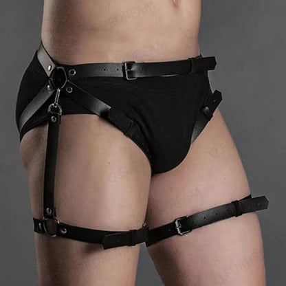 Men's Leather Leg Belt Male Harness Belts Gay Body Bondage Sex Rave Party Lingerie Punk Fashion Men's Leather Decorative Belt luvshop24