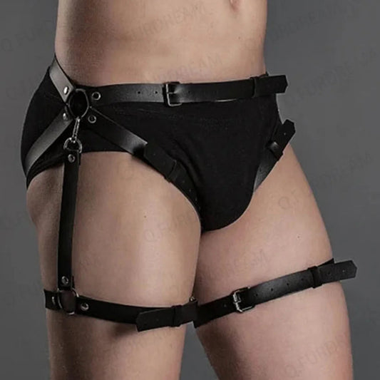 Men's Leather Leg Belt Male Harness Belts Gay Body Bondage Sex Rave Party Lingerie Punk Fashion Men's Leather Decorative Belt luvshop24