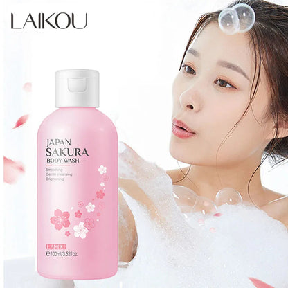 LAIKOU Sakura Shower Gel Long Moisturizing Smooth Long Lasting Fragrance Gentle Foam Body Cleansing Bath Product 100ml luvshop24